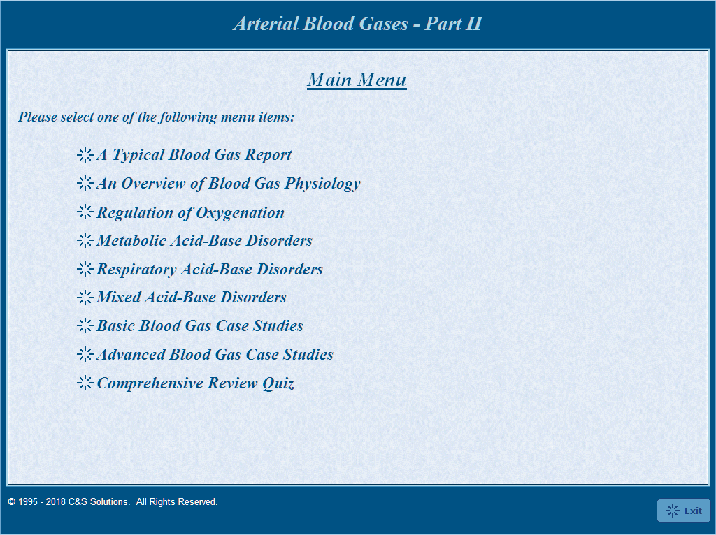 Arterial Blood Gases Part II: Clinical Application Of Blood Gases Main Menu