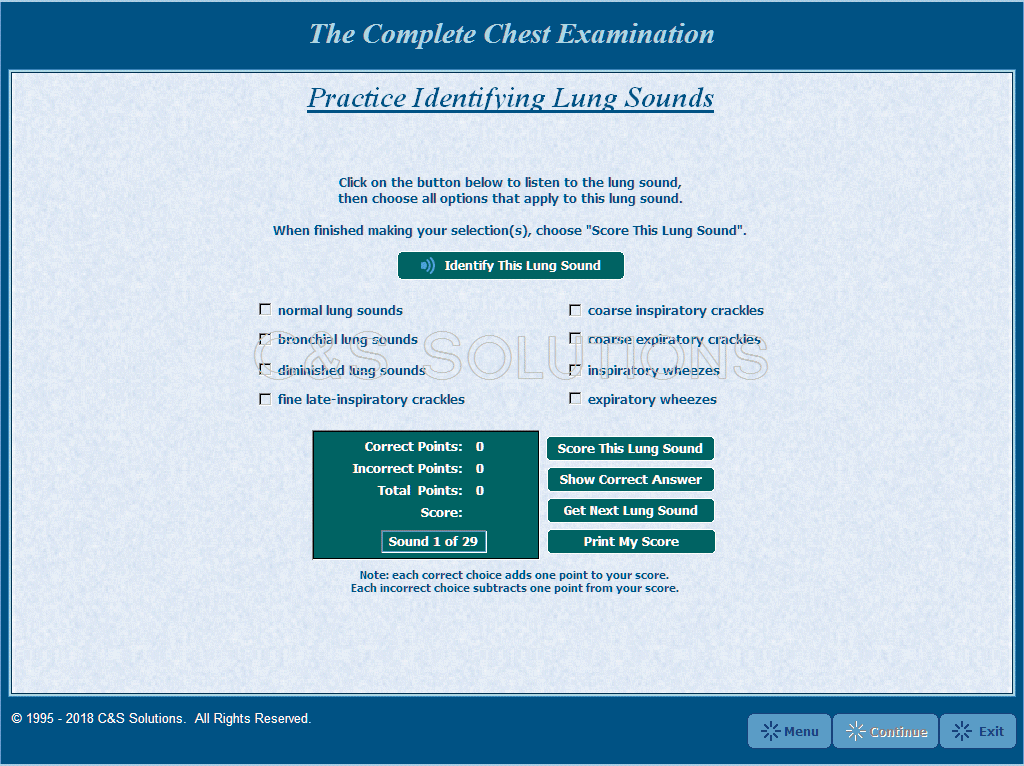 The Complete Chest Examination Practice Identifying Lung Sounds
