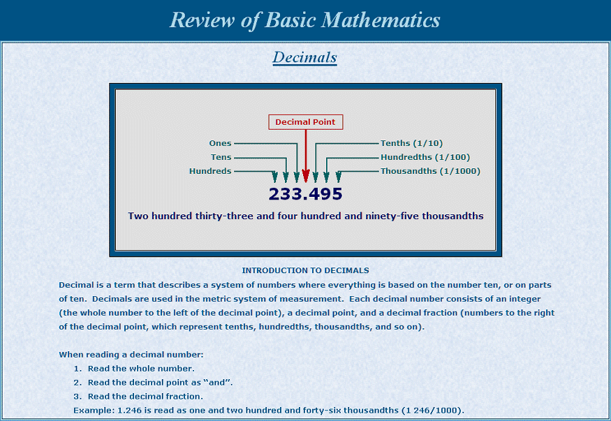 Review of Basic Mathematics