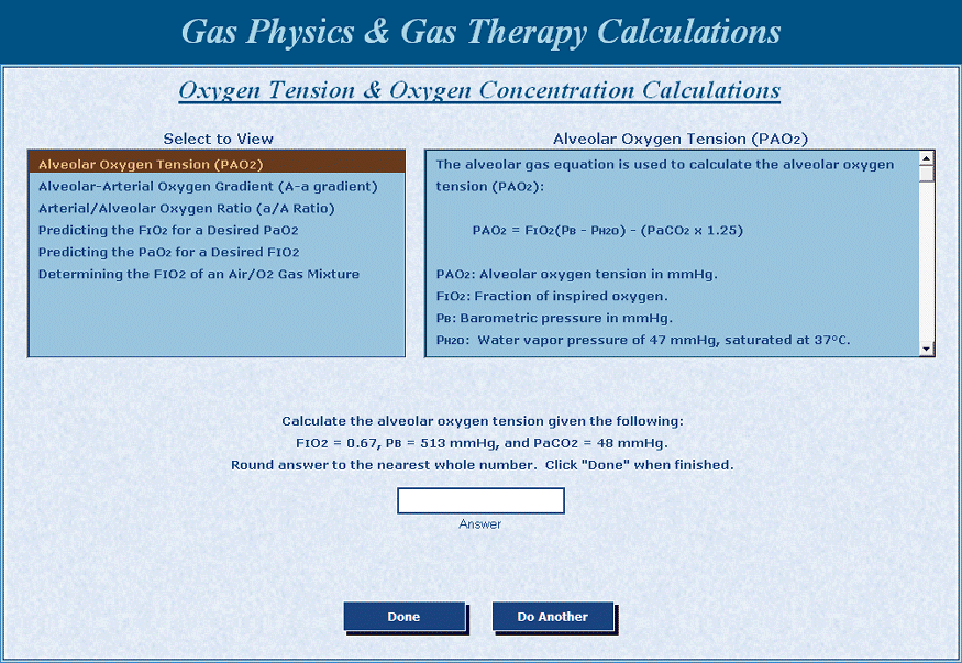 Gas Physics & Gas Therapy Calculations