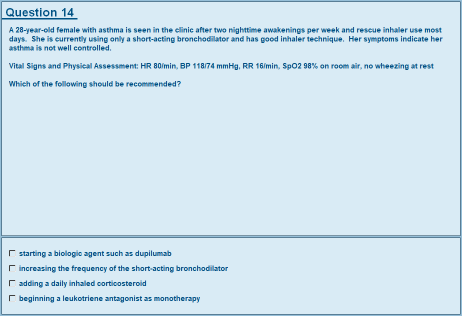 Respiratory Therapy Examination - Depth of Clinical Judgment Examination
